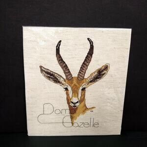 Handmade Completed Cross Stitch Dama Gazelle Antelope Wildlife Art Unframed